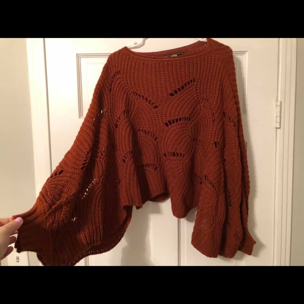 Cropped eyelet sweater